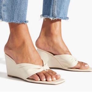 NWOT Slip on thong wedge sandal, cream